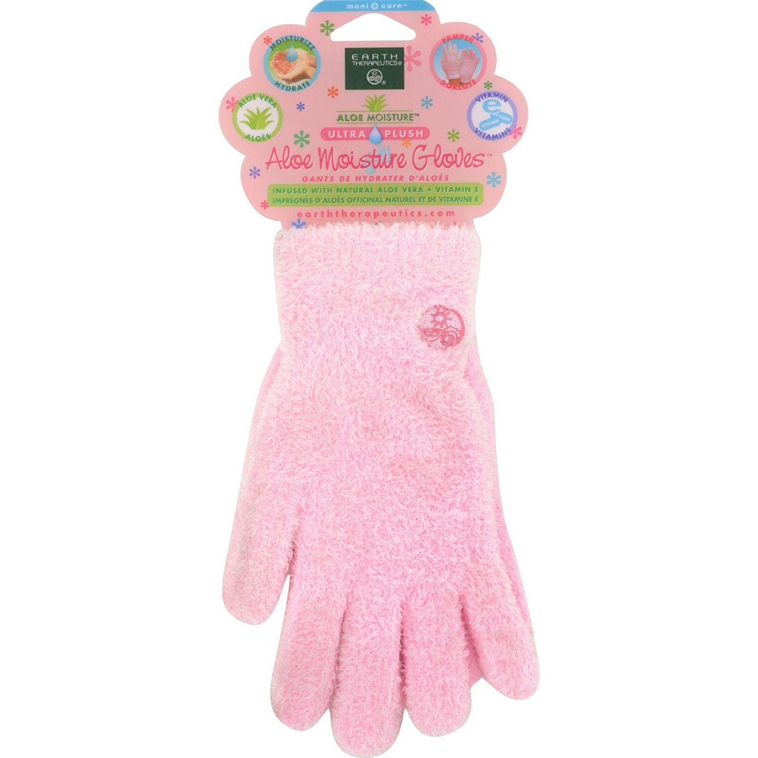 Earth Therapeutics Aloe Moisture Ultra Plush Moisturizing Gloves Pink