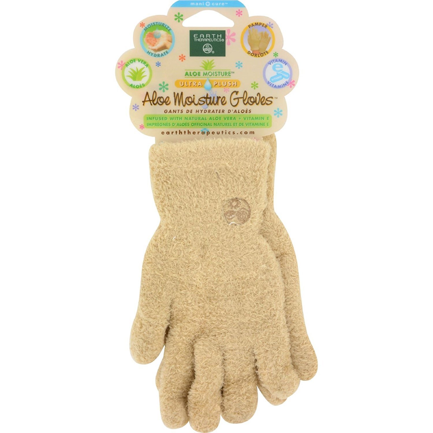 Earth Therapeutics Aloe Moisture Ultra Plush Moisturizing Gloves Tan