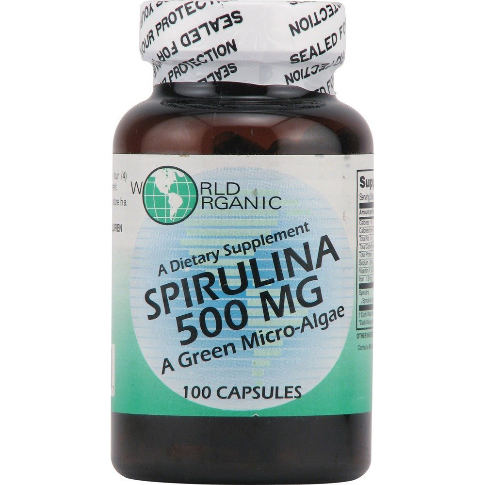 World Organics Spirulina 500mg 100 capsules 726899597277 eBay