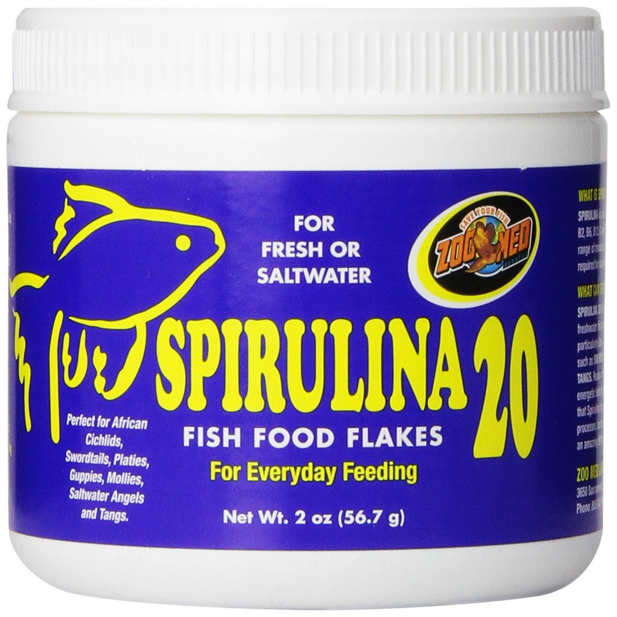 ZOO MED Spirulina 20 Fish Food Flakes 2 oz. (56.7 g) 97612260021 eBay
