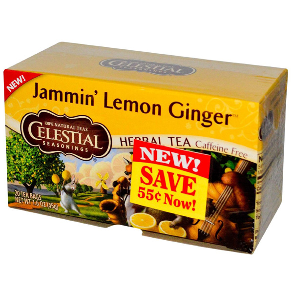 CELESTIAL SEASONINGS Jammin Lemon Ginger Herbal Tea 6 x 20 Tea Bags