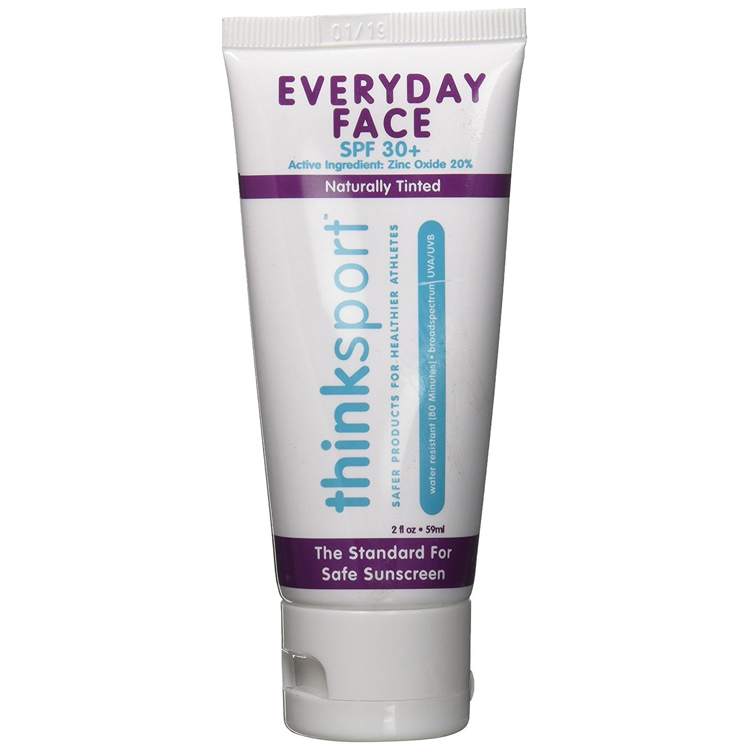 THINKSPORT Everyday Face Sunscreen, Naturally Tinted, Currant 2 fl