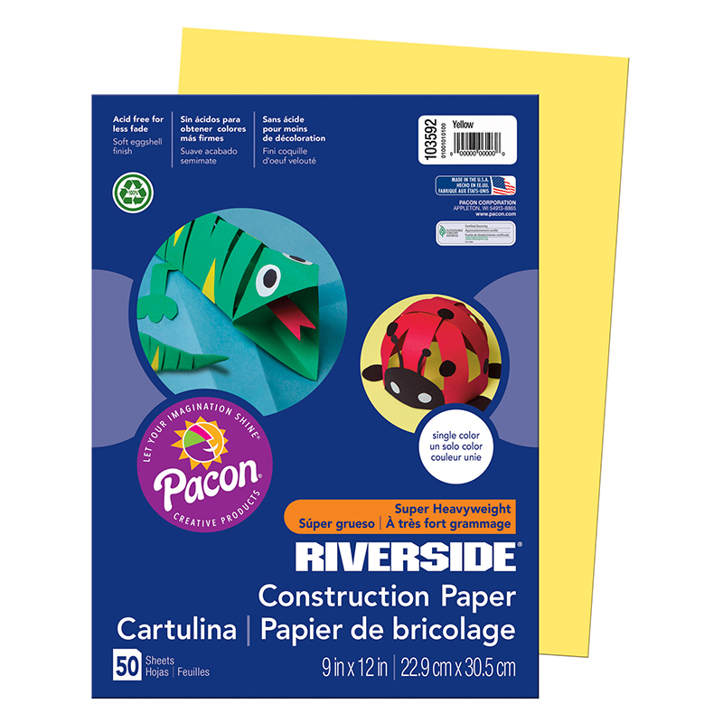 Pacon Corporation Riverside 9X12 Yellow Construction Paper 50