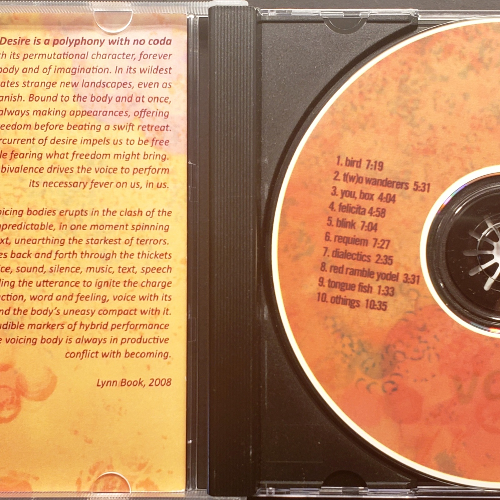 voicing bodies, 2009, CD recording, CD booklet open, photo 01