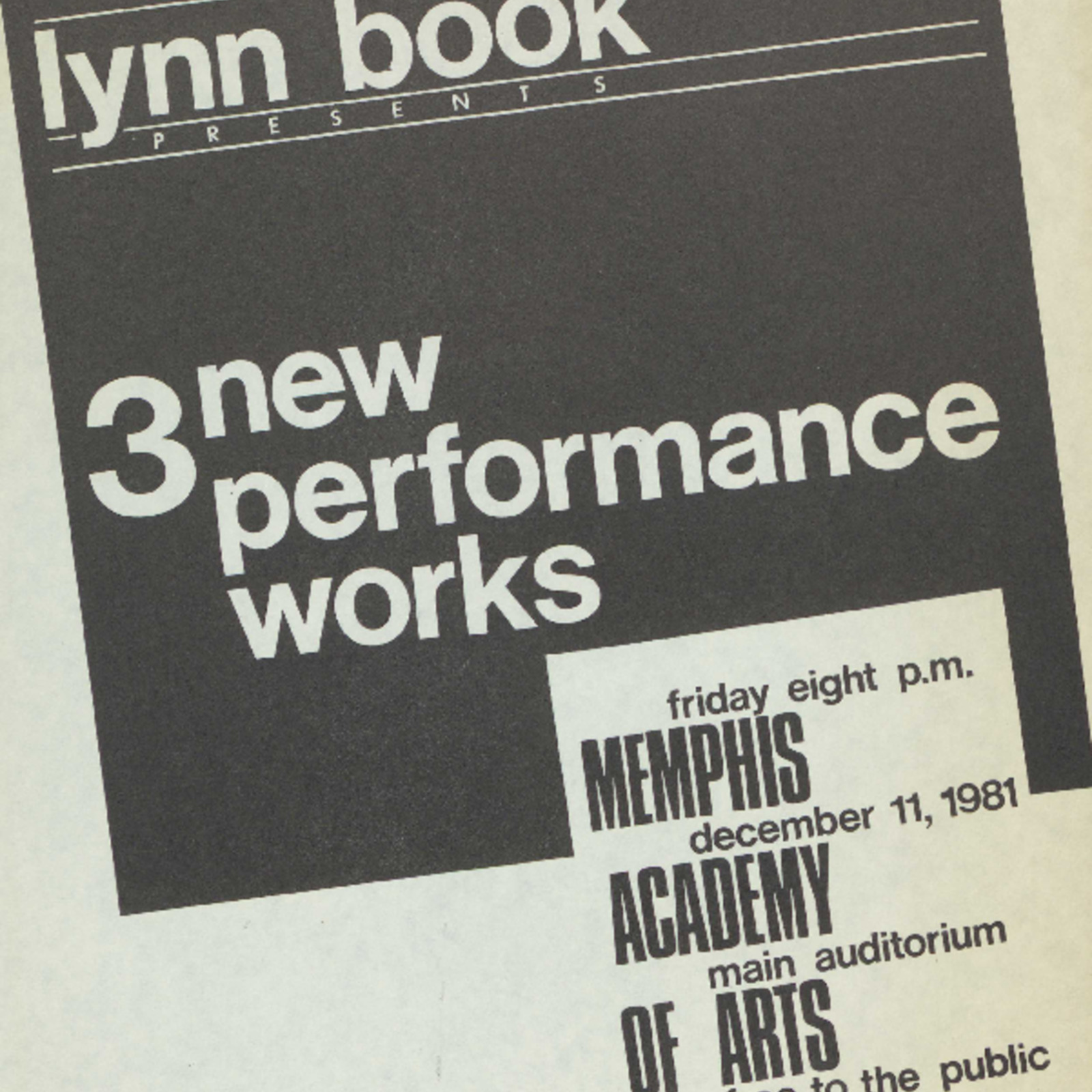 Black and White and In Between, 1981, Memphis, Memphis College of Art, event, flyer