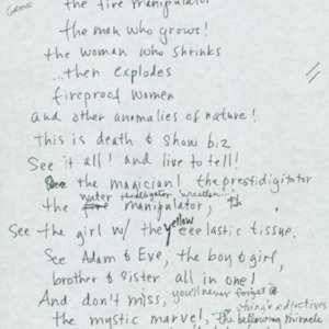 Gorgeous Fever, 1994, Chicago, Randolph Street Gallery, multimedia performance, lyrics