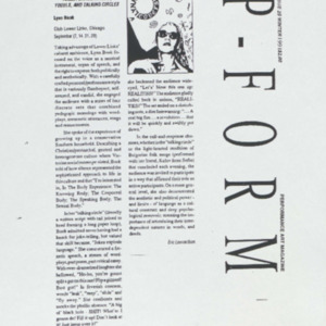 Lynn Book Covers, 1991, Chicago, Club Lower Links, club performance, Pform review