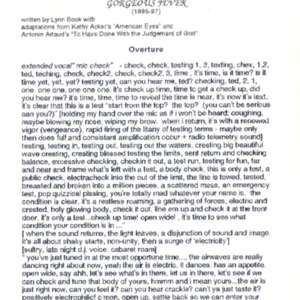 Gorgeous Fever, 1997, New York, The Kitchen, multimedia performance, performance text