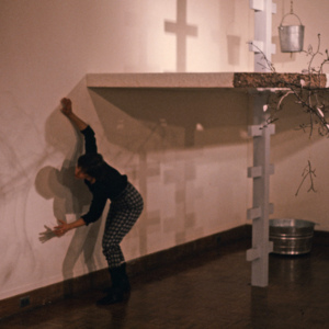 Necessary Appendix, Every Now, and Again, 1985, Chicago, School of the Art Institute Gallery, performance installation, photo slide 03