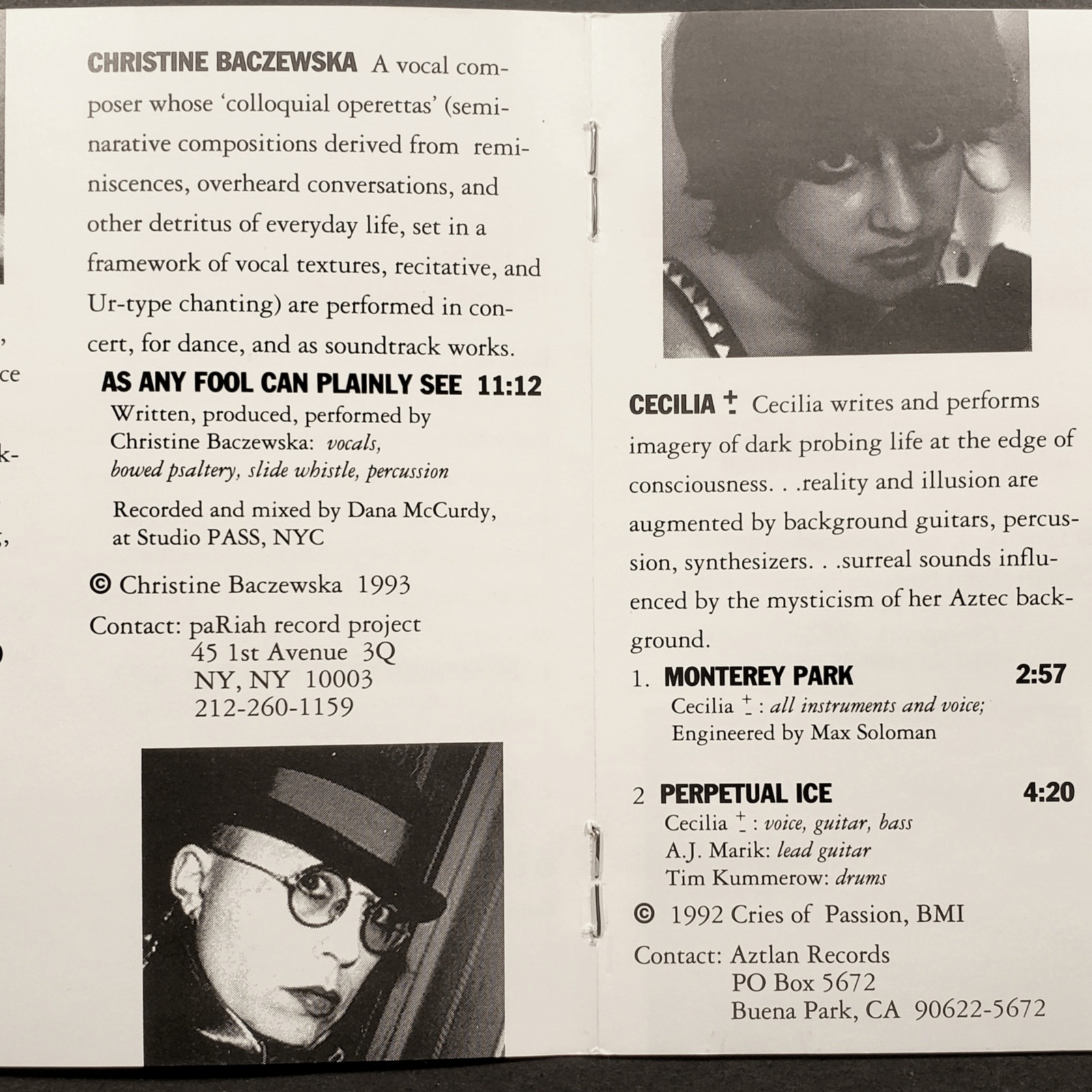 dice, 1992, Ishtar Label, CD audio recording, CD booklet 05