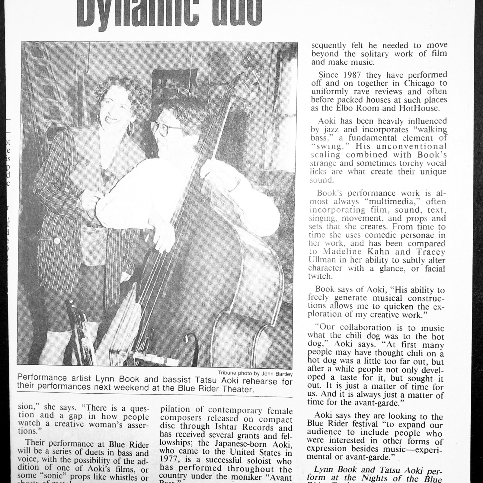 Book + Aoki, 1992, Chicago Hothouse, concert performance, Chicago Tribune, review