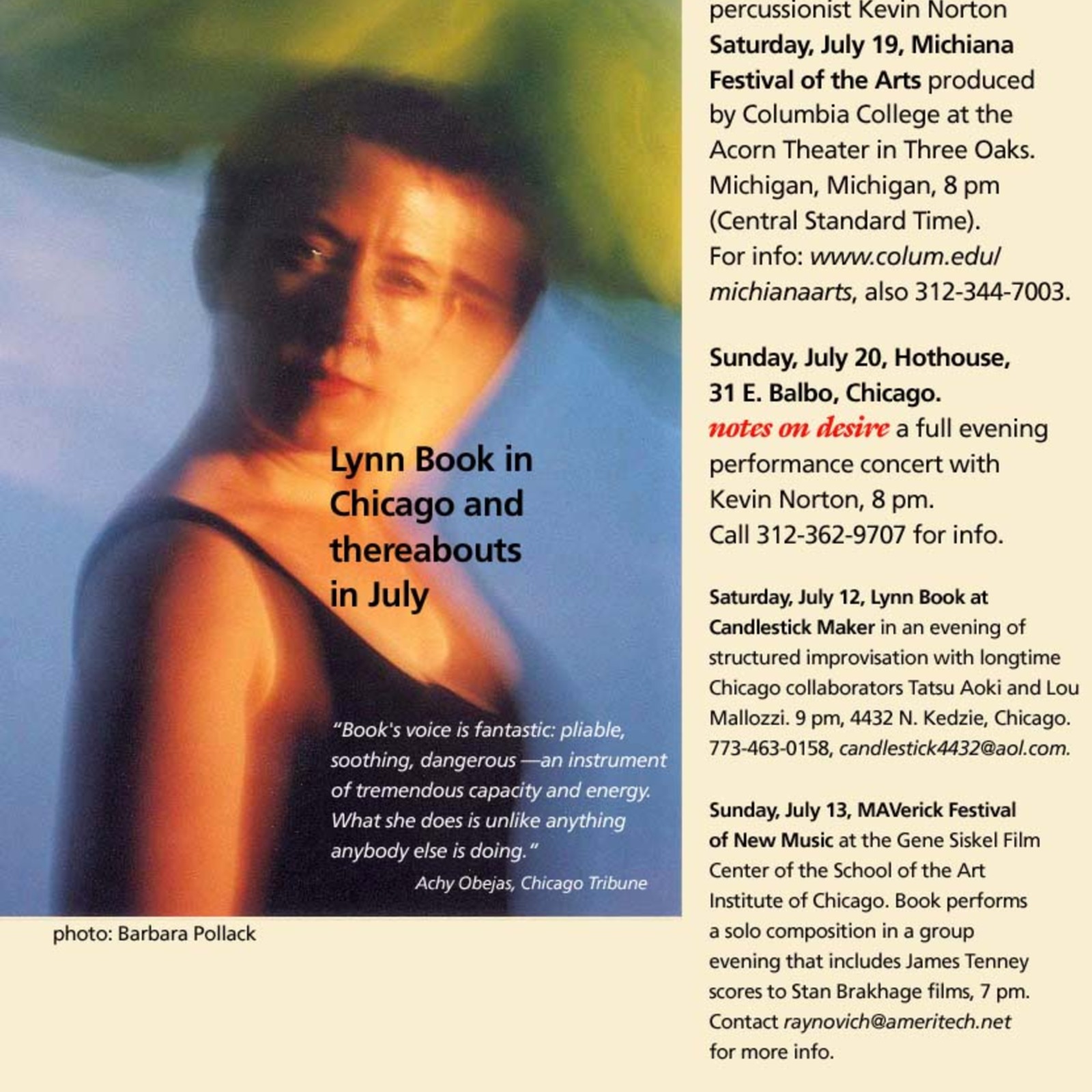 notes on desire, 2003, Chicago, concert performance, flyer