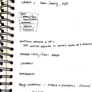 beg: a question in progress, 2001, New York, Dixon Place, multimedia performance, performance notes structure