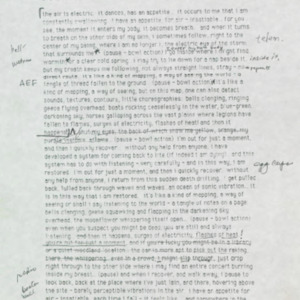 Gorgeous Fever the radio drama, 1995, Milwaukee, Woodlawn Pattern, concert performance, cuesheet