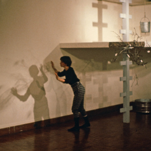 Necessary Appendix, Every Now, and Again, 1985, Chicago, School of the Art Institute Gallery, performance installation, photo slide 04