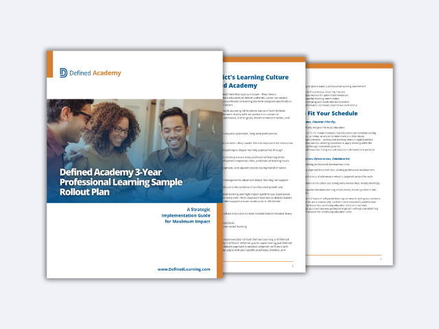 Defined Academy 3-Year Professional Learning Sample Rollout Plan