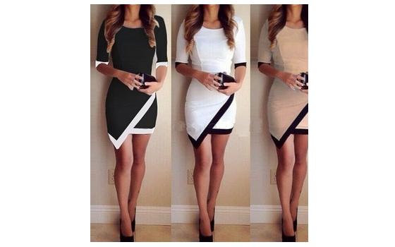 vestido de malha preto e branco