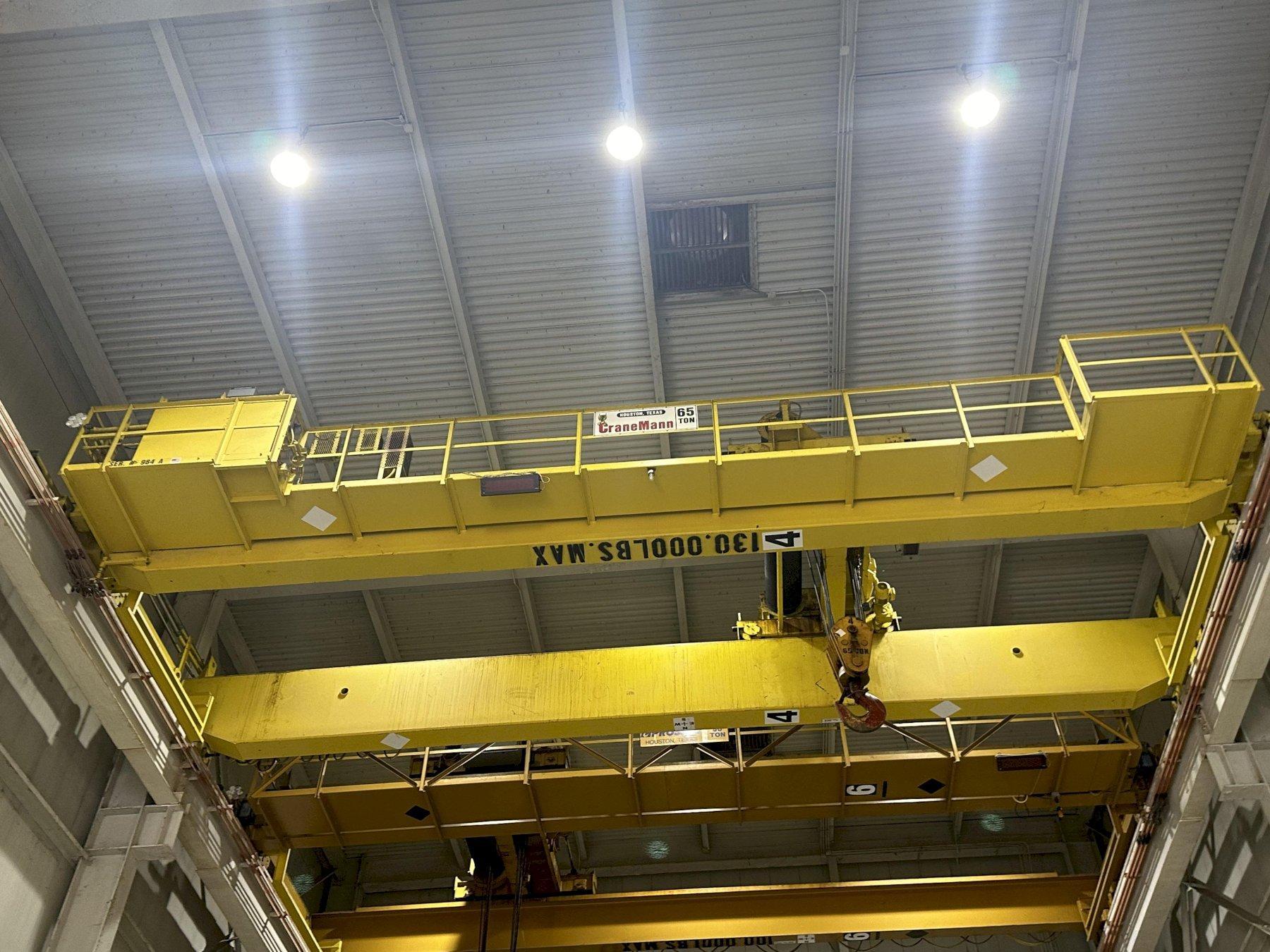 65 TON X 44 10 CRANE MANN DOUBLE GIRDER OVERHEAD BRIDGE CRANE W WIRE 65-ton-x-44-10-crane-mann-double-girder-overhead-bridge-crane-w-wire