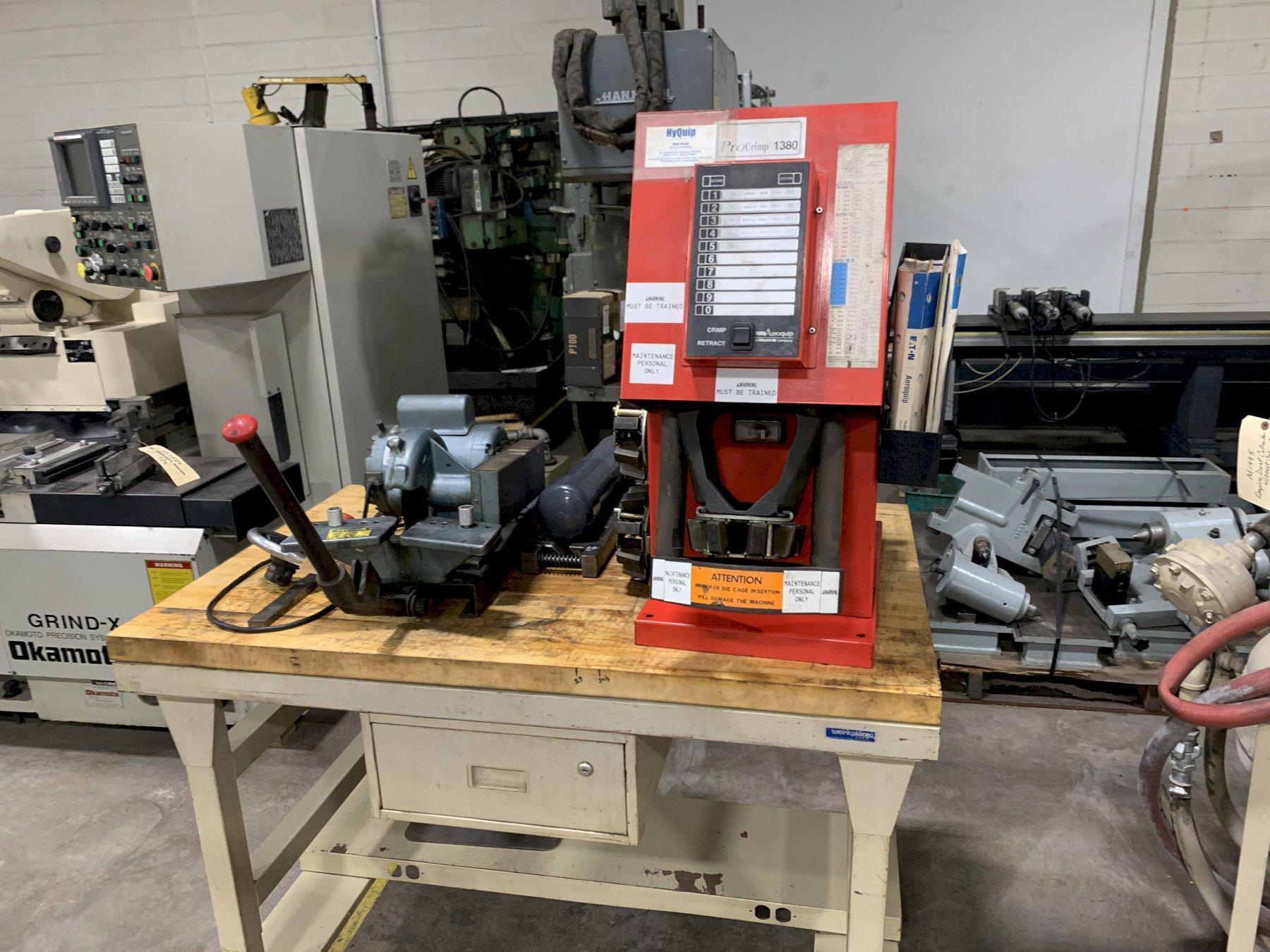 Eaton Aeroquip FT1380-115 Model A Crimp Machine Mounted on Workbench