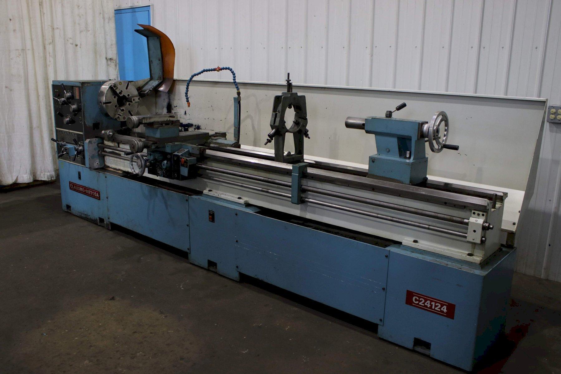 24" X 124" CLAUSING METOSA MODEL C24-124 ENGINE LATHE WITH METRIC THREADING & 3.25" HOLE: STOCK #14652