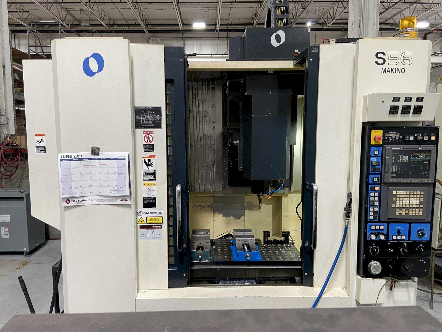 Makino S56 CNC Vertical Machining Center, Fanuc Pro 3, 20K Spindle, CT40, 20 ATC, 35