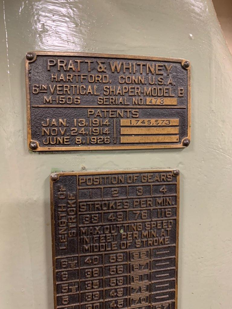 6″ PRATT & WHITNEY MODEL “B” VERTICAL SHAPER. STOCK 1057420 G2000 Inc.