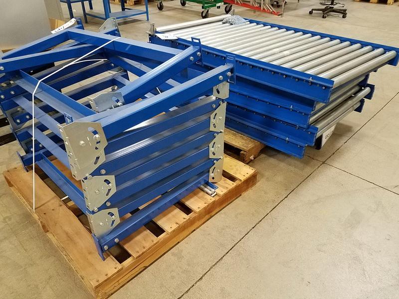 120′ X 34″ ROLLER CONVEYOR WITH ADJUSTABLE HEIGHT LEGS STOCK 11200