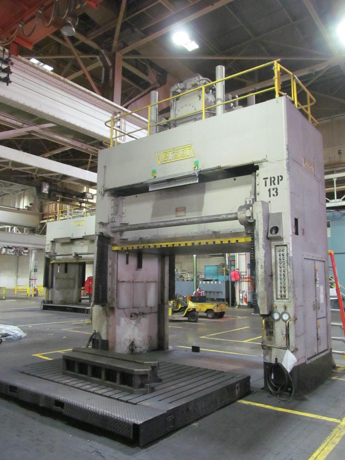50 TON VERSON HYDRAULIC SPOTTING PRESS, MODEL D2-50-132-84, 48" STR, 36" SH, 132" X 84" BED