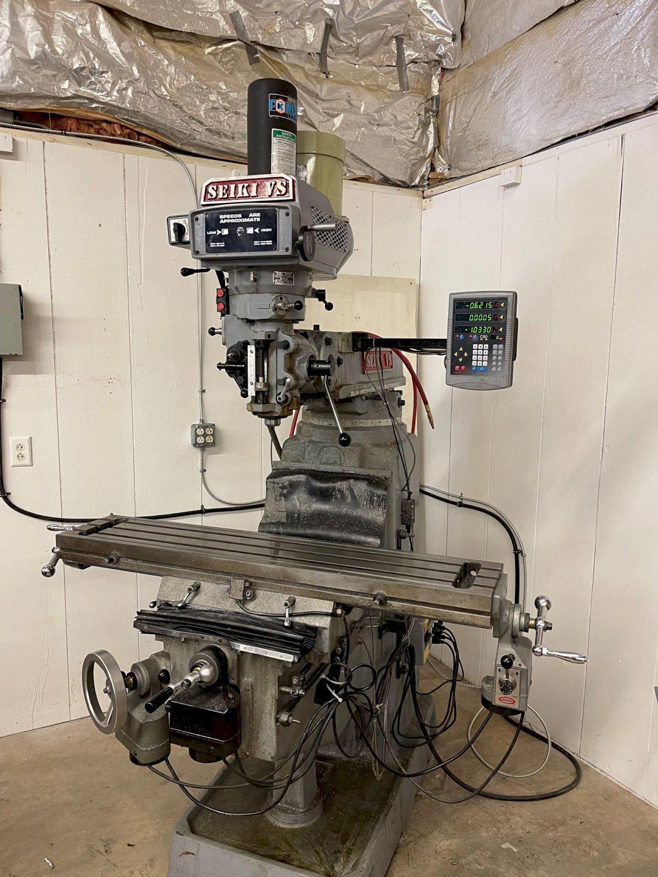 SEIKI 4VS Variable Speed Vertical Milling Machine, dro, pwr fd, pdb AMC
