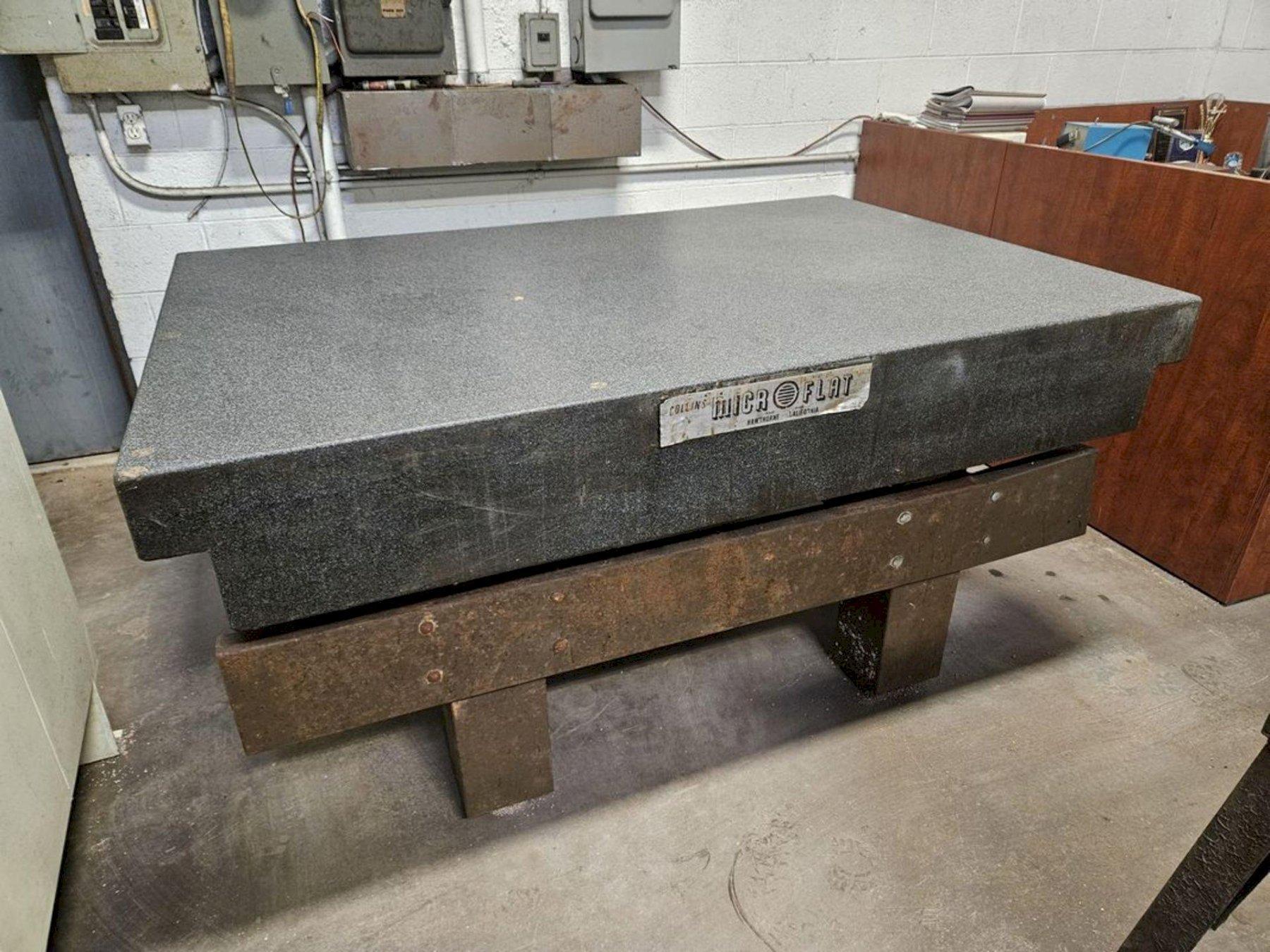 48″ X 72″ X 10″ MICROFLAT GRANITE SURFACE PLATE W/ STARRETT BASE