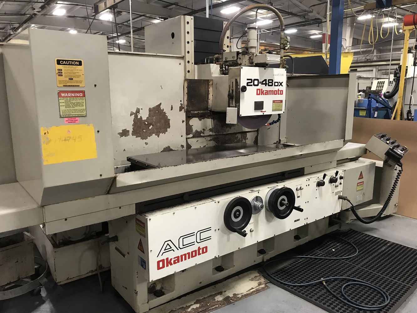 Okamoto ACC20-48DX, DX Control w/LED Display, Incr Downfeed, OTW Hyd Dresser, Sparkout, Rough/Fine Finish, Plunge, Coolant, Ballscrew on Vertical, 20 HP, 20
