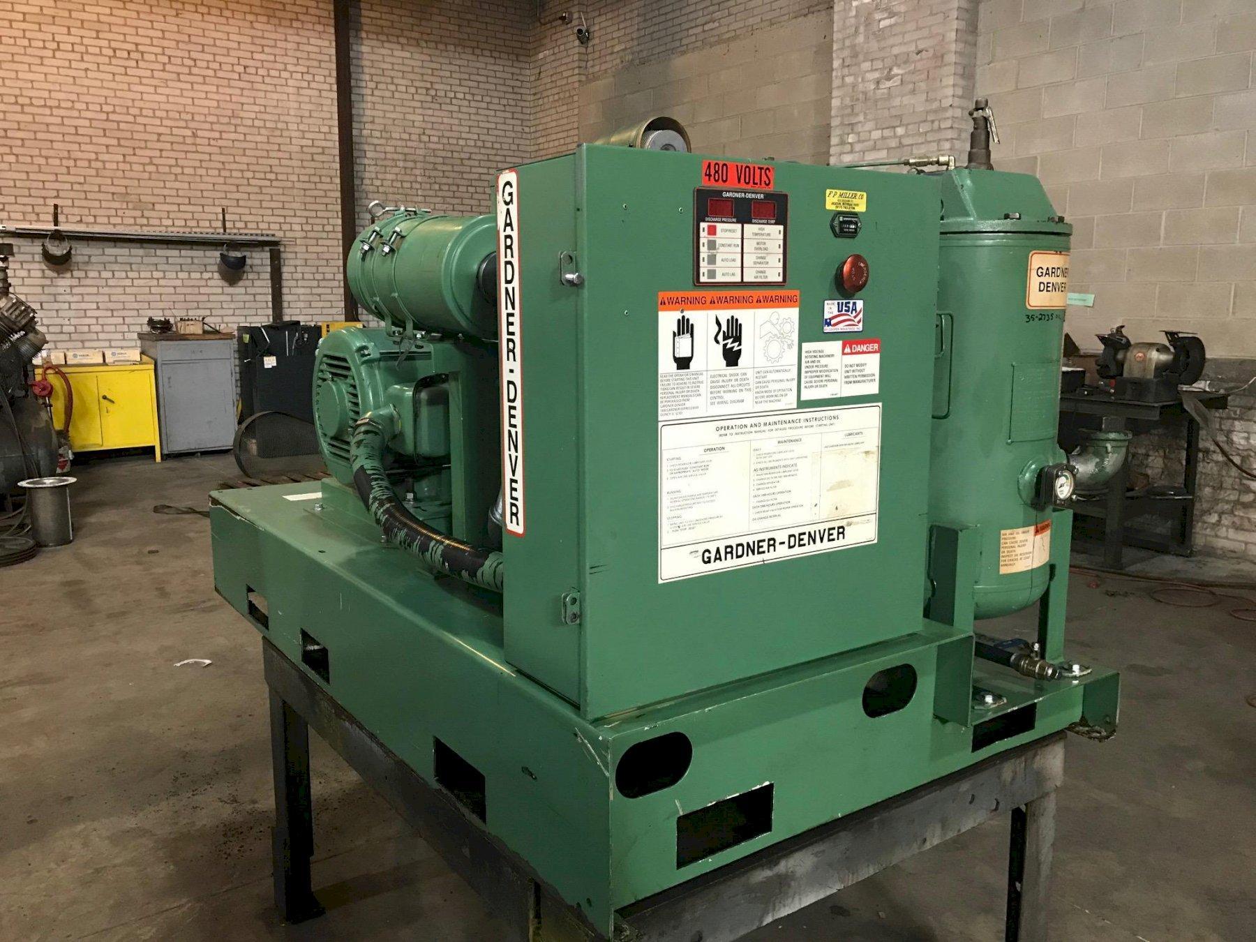 50 Hp GardnerDenver Rotary Screw base mount air compressor, FP Miller