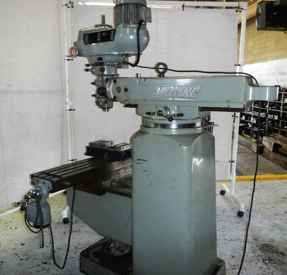 10" x 50" Millport Vertical Mill Model 3KVH11, 3 HP Federal Equipment
