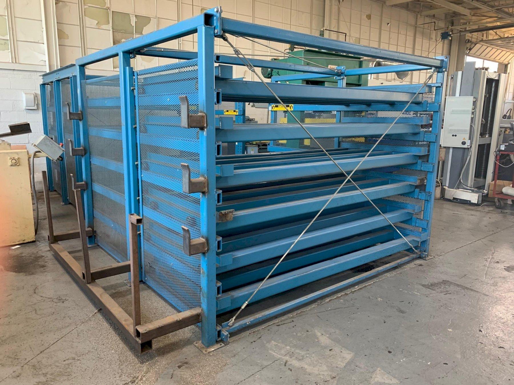 USED STEEL STORAGE SYSTEMS ROLL OUT MATERIAL STORAGE RACK SYSTEM, STOCK