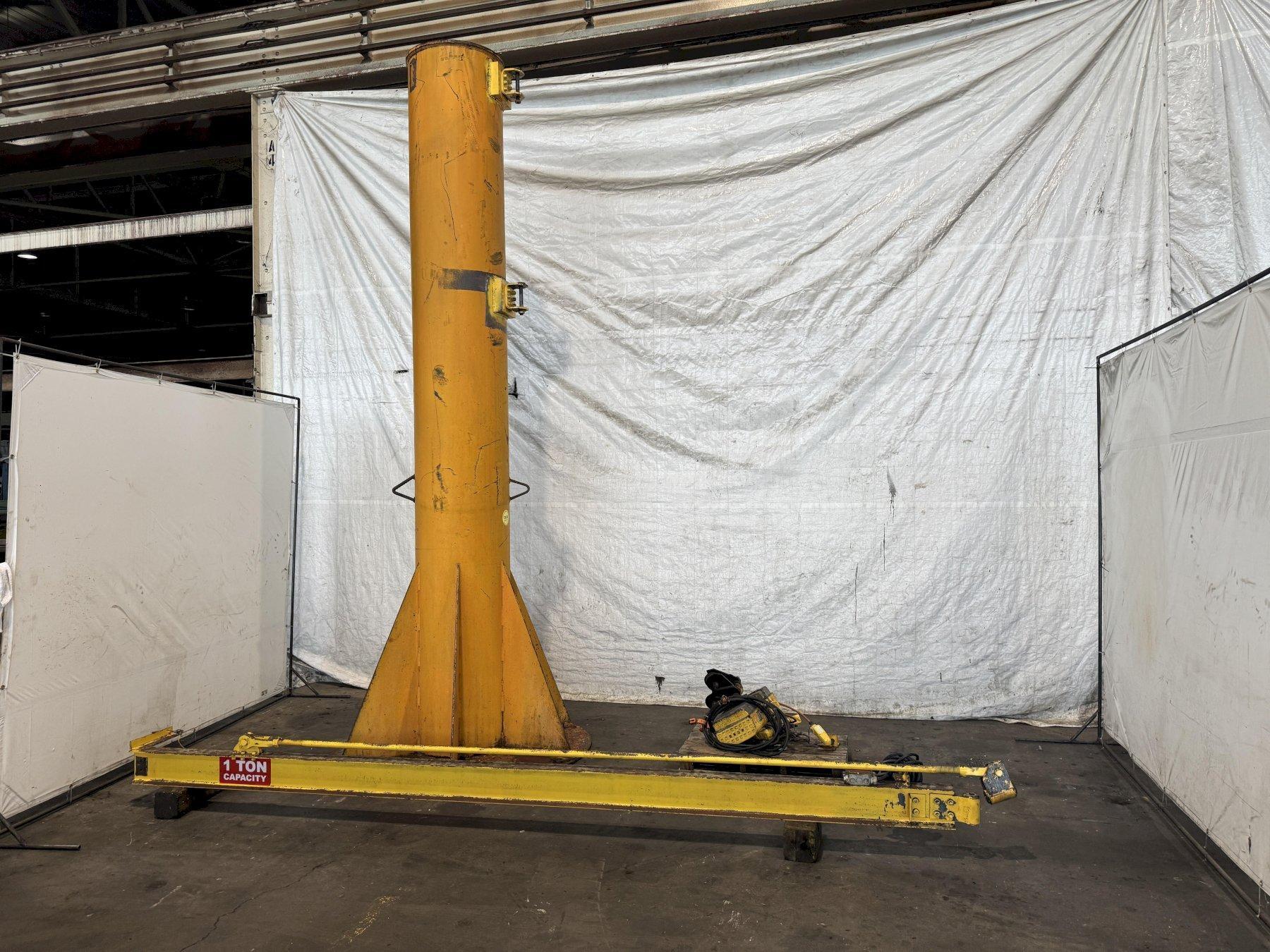 1 TON X 14' JIB CRANE W/ 1 TON WRIGHT HOIST. STOCK # 0449825.