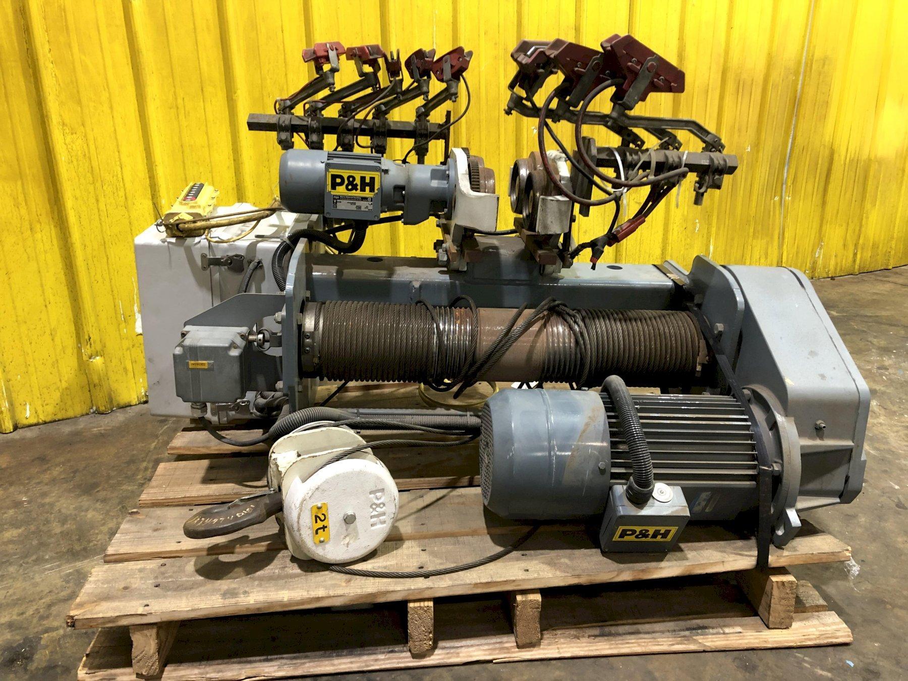 2 TON P&H “HEVILIFT SERIES M” POWERED CABLE HOIST WITH POWER TROLLEY