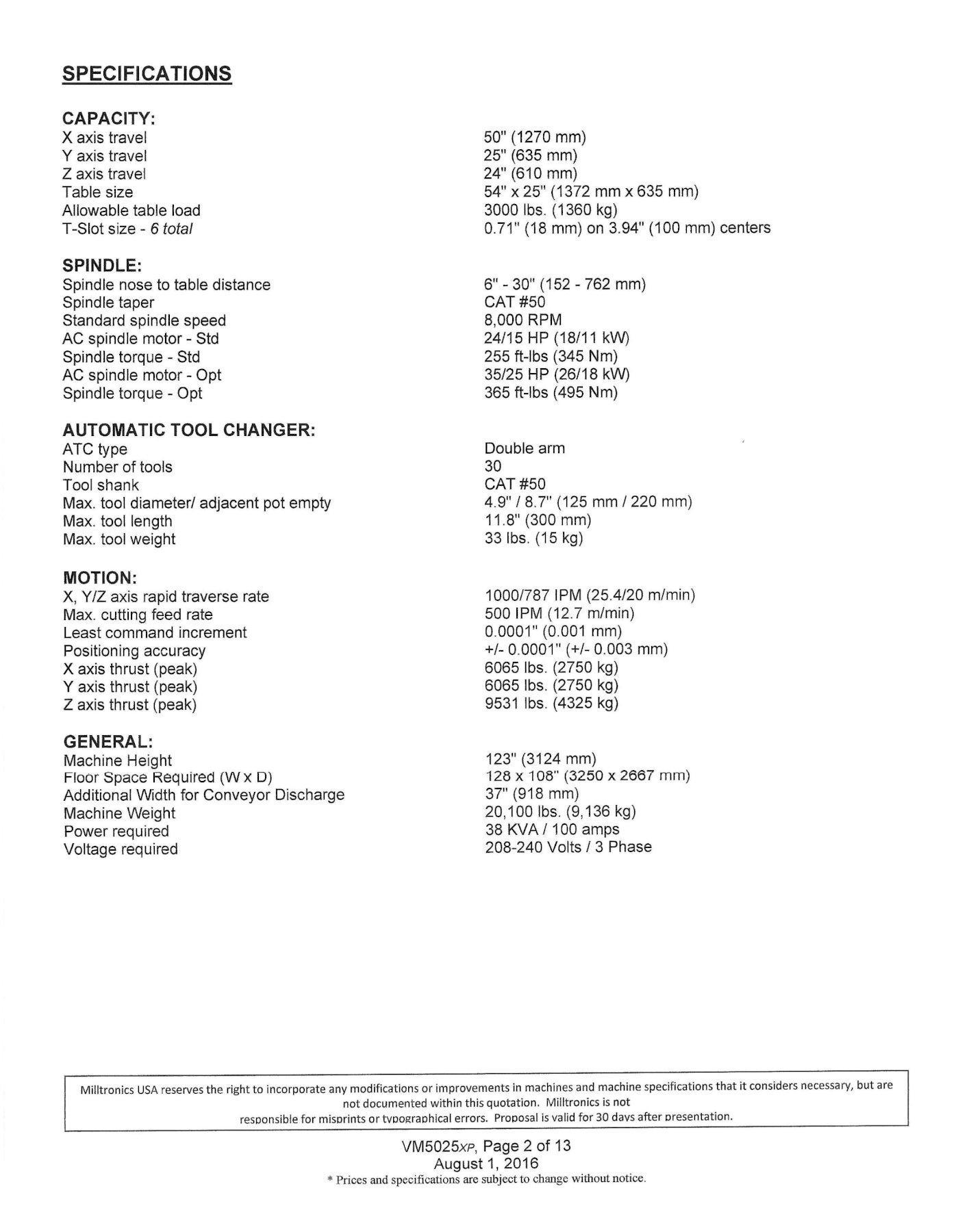 (New) Milltronics VM5020XP CNC Vertical Machining Center AMC