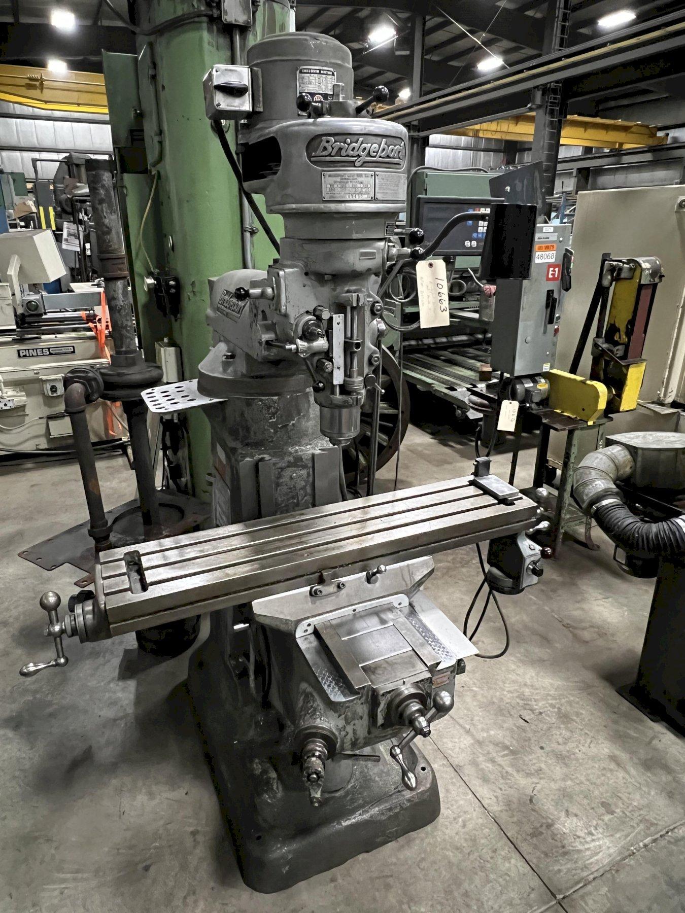 BRIDGEPORT VERTICAL MILL SERIES 1, 9" X 42" TABLE, POWER FEED, NEWALL D.R.O.