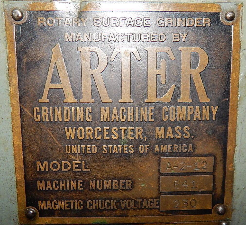 USED ARTER 12″ ROTARY SURFACE GRINDER MODEL A212, Stock 10899