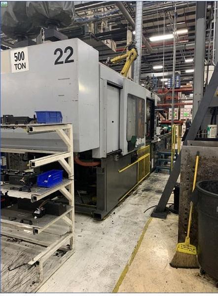 Cincinnati Used VH500-54 Injection Molding Machine, 500 US ton, Yr. 1994, 54 oz.