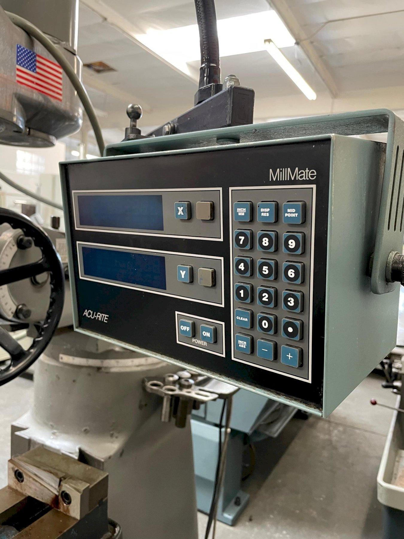 Bridgeport Series 1 Vertical Mill with AcuRite MillMate DRO, Angle Tight Precision Machine