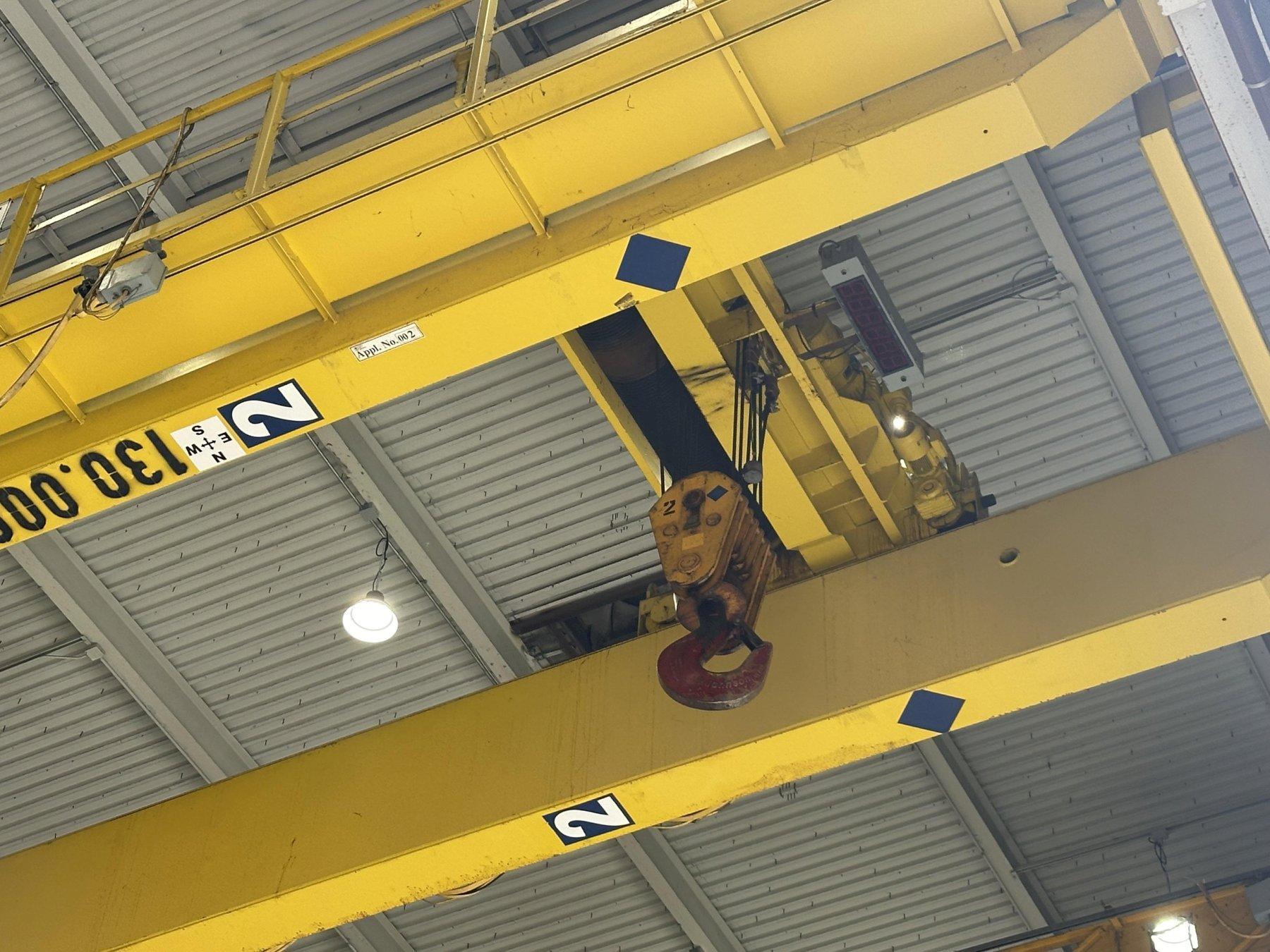 65 TON X 44 10 CRANE MANN DOUBLE GIRDER OVERHEAD BRIDGE CRANE W WIRE 65-ton-x-44-10-crane-mann-double-girder-overhead-bridge-crane-w-wire