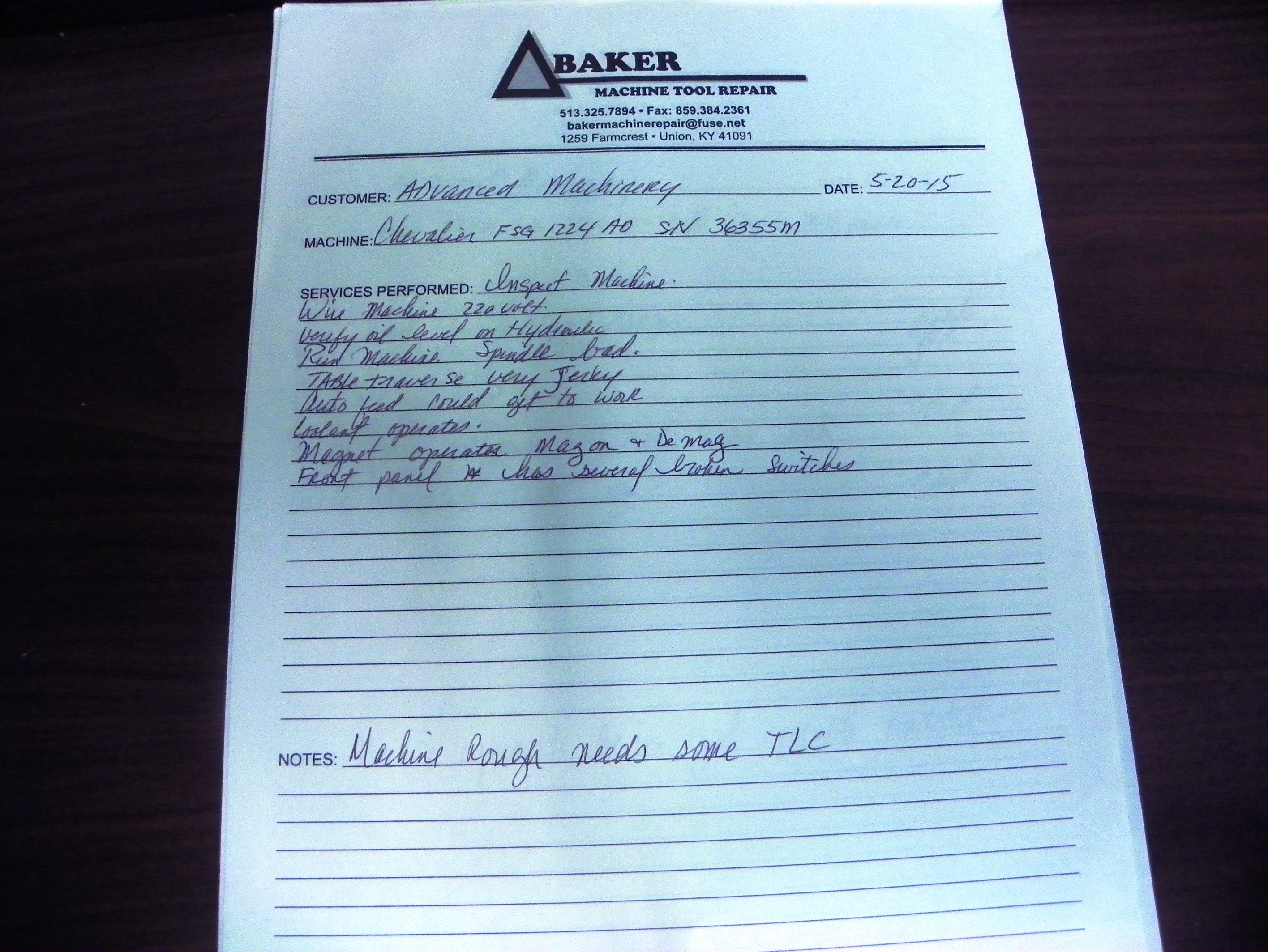 12″ x 24″ CHEVALIER Model FSG-1224AD Hydraulic Automatic Surface