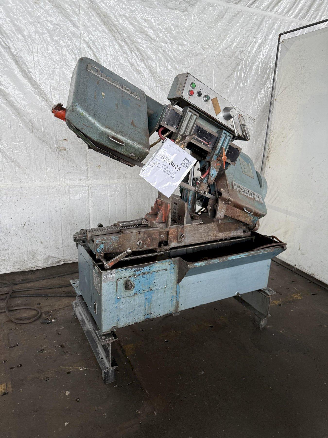 10" X 10" AMADA HA250SA HORIZONTAL BANDSAW. STOCK # 0558025.