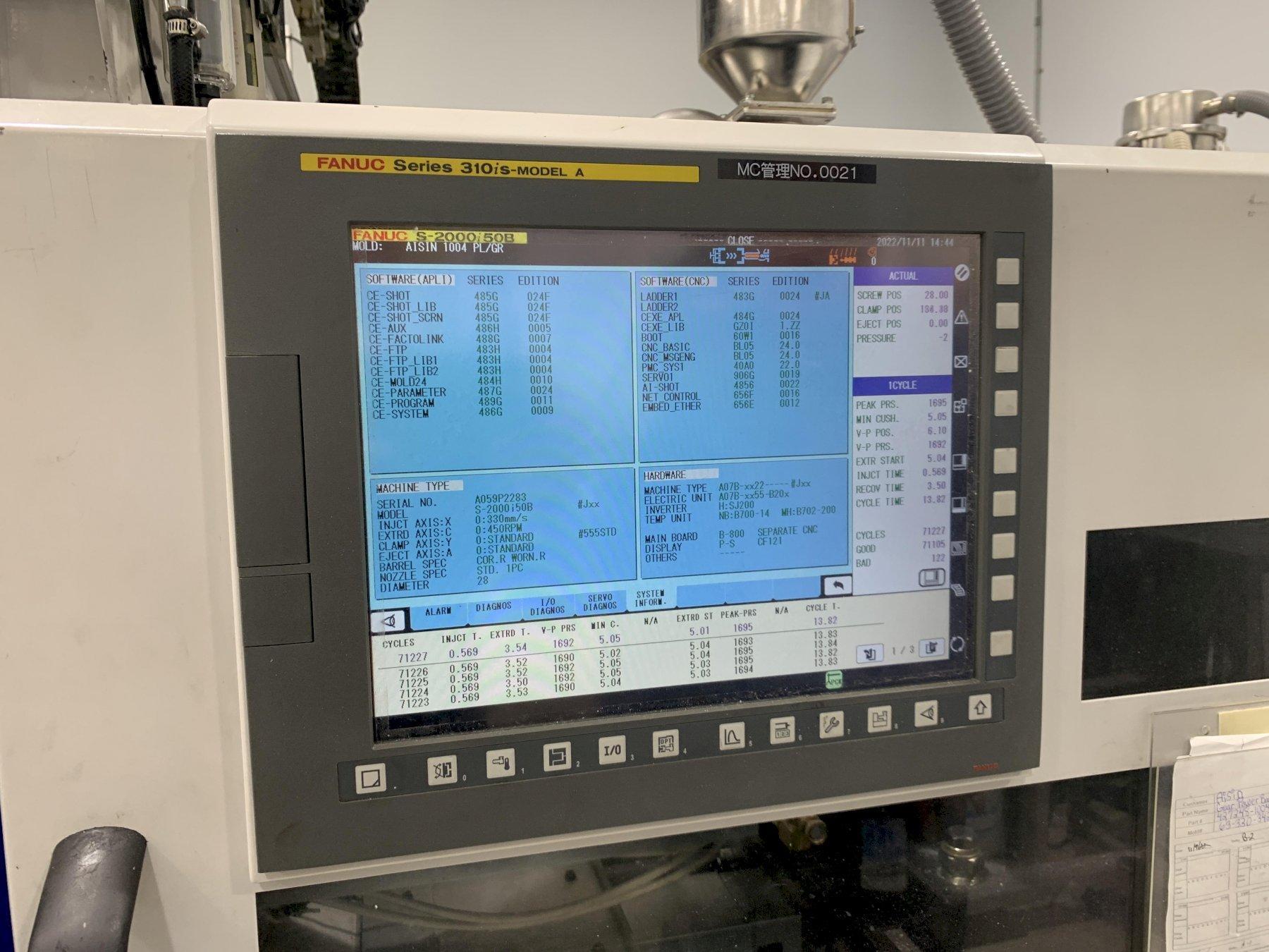 Fanuc Robotshot Used S2000-i50B Injection Molding Machine, 55 US ton ...