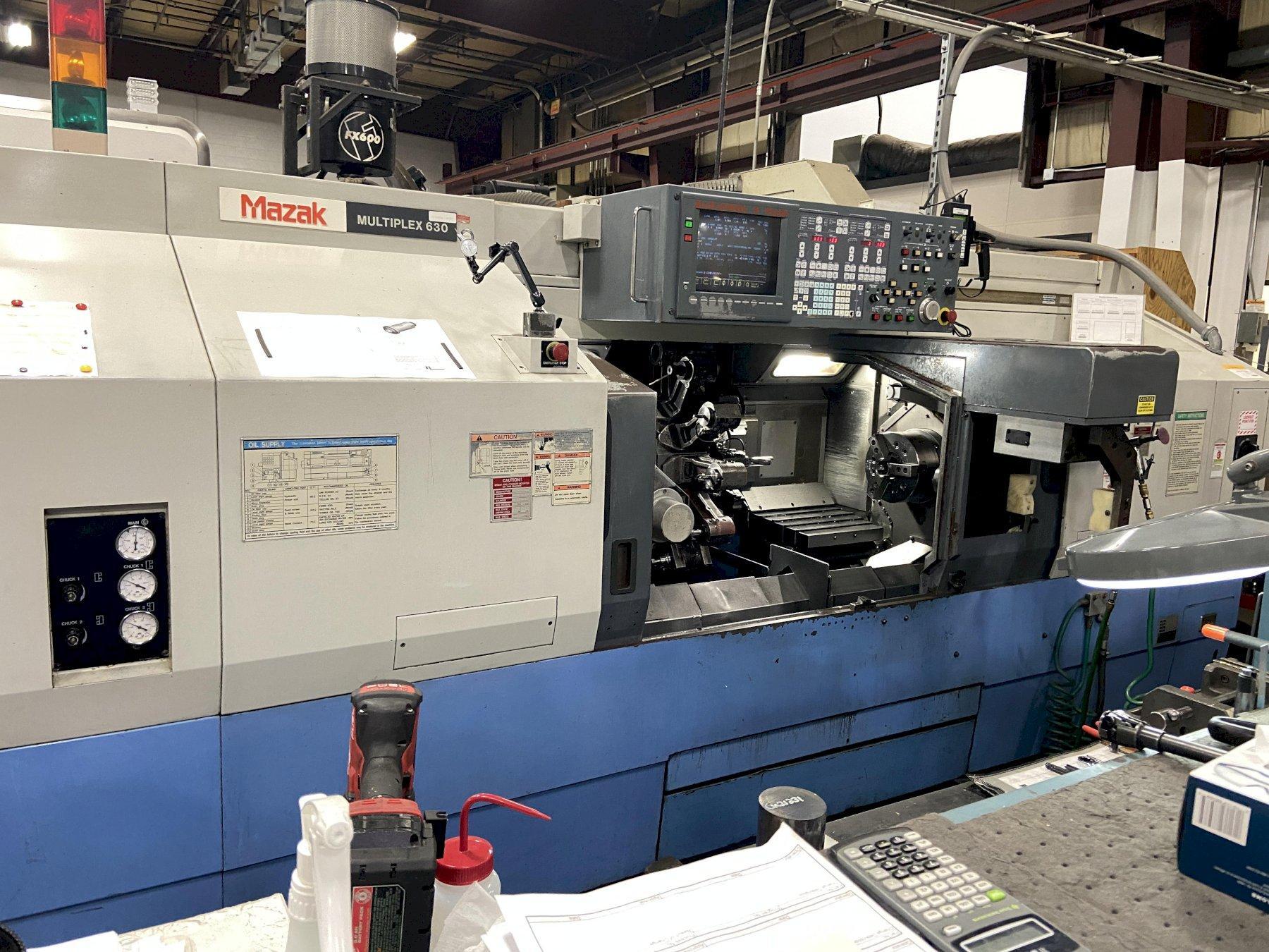 Mazak Multiplex 630 (5) Axis CNC Twin Spindle Lathe, Mazatrol T-Plus, Live Tooling, (2)10