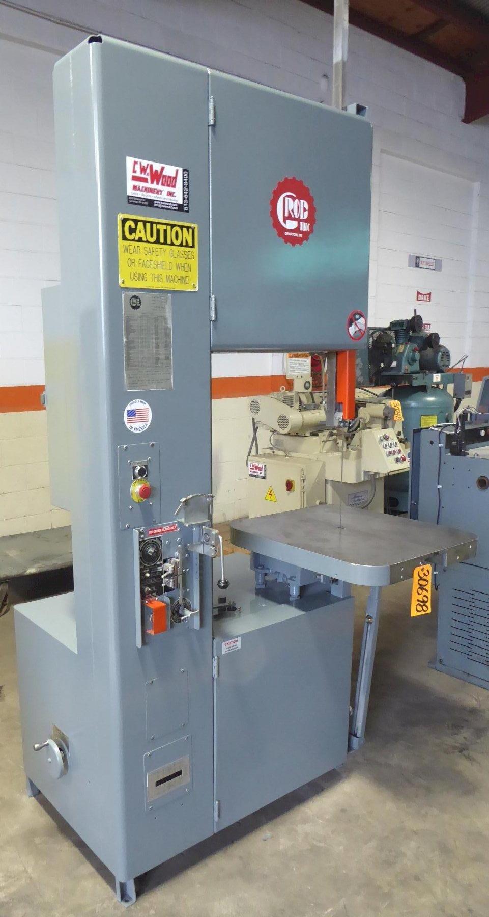 24″ Grob Vertical Band Saw No. 4V24, 405000 FPM, 28″ x 24″ Tbl., Extra Height20″ Under Guide
