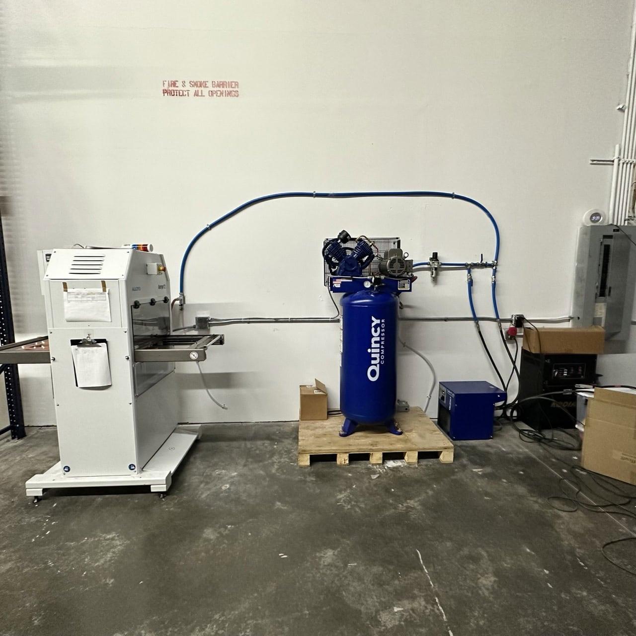 Sonoco Alloyd Aergo 2 Manual Shuttle Blister Sealer with Quincy QRHT-25 Air Compressor, 2021