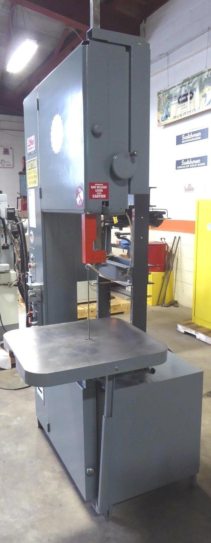 24″ Grob Vertical Band Saw No. 4V24, 405000 FPM, 28″ x 24″ Tbl., Extra Height20″ Under Guide
