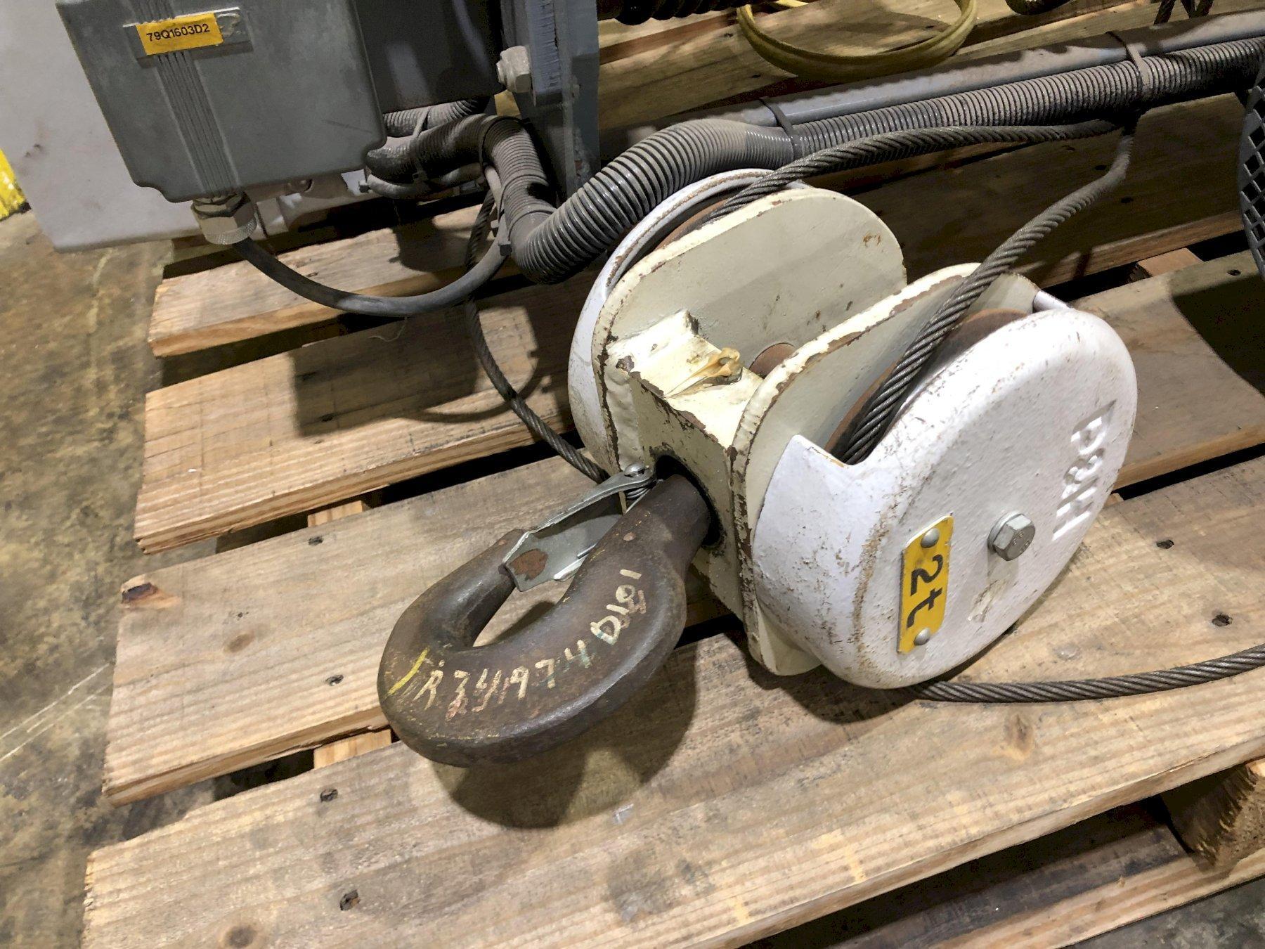 2 TON P&H “HEVILIFT SERIES M” POWERED CABLE HOIST WITH POWER TROLLEY